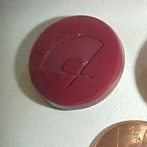6 Vintage Karl Lagerfeld Burgundy Fan Glass 22mm. Round Intaglio Cabochon Cameos L397