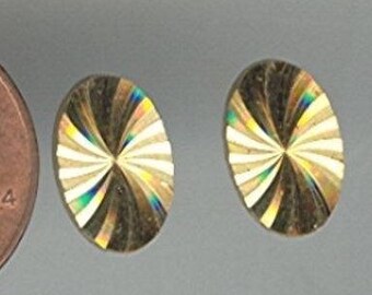 24 Vintage Brass Deco Swirl 11x7mm. Oval Cabochon Plaque Findings Z317