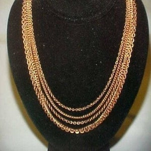 1 Vintage Copper Coated Steel Graduated Bib Style 5 Chain 18&quot; Necklace N53