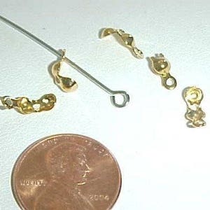 100 Vintage Gold Plated Crimp Shut Clamshell Bead Tip Knot Covers With Loop L959