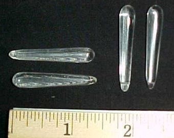 12 Vintage West German Acrylic Crystal Elongated Drop 37mm. Bead Pendants G453