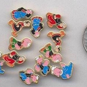 12 Vintage Popeye, Olive Oil, Sweet Pea Baby, Wimpy Character Hand Painted Metal Cabochon Plaques X424