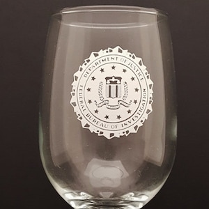 Vintage Department Justice Federal Bureau Investigation Stemmed Wine Glass F40