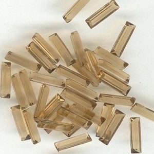50 Vintage Smokey Topaz Glass 10x3mm Baguette Unfoiled Gems S586