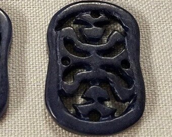 Vintage Genuine Blue Jadeite Chinese Jade 25x18mm. Tree Of Life Pendant D311