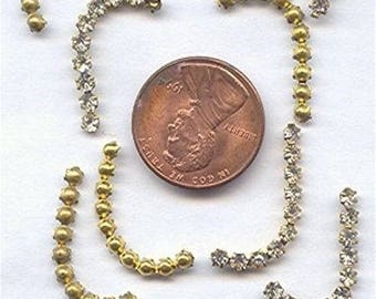 18 Austrian Crystal Swarovski 10 Rhinestone 1" Dapped Brass Bendable Bars R229