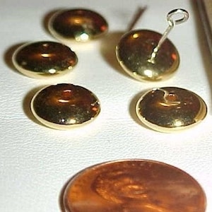 36 Vintage Acrylic Gold Saucer Smooth 10mm. Spacer Beads L114