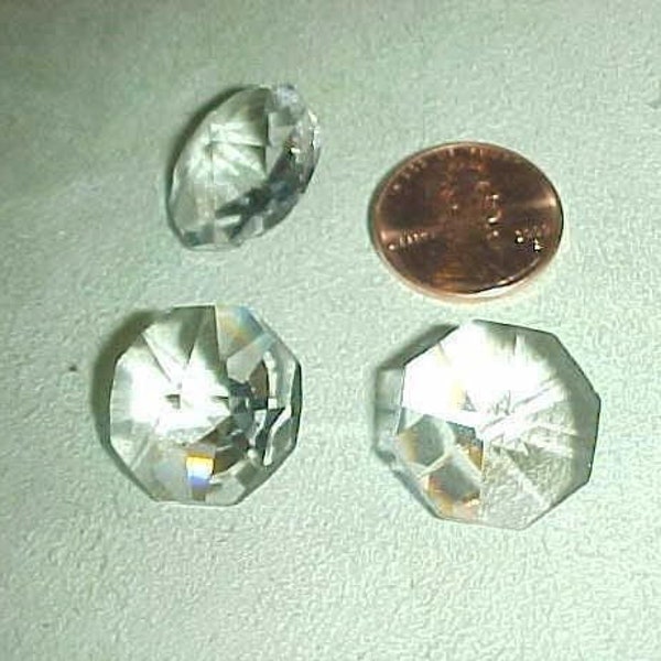 6 Vintage "Preciosa" Crystal Glass Octagon Rivoli 18mm. Unfoiled Faceted Rhinestone Gem Jewels W837