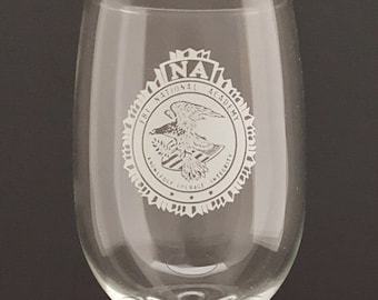 Vintage FBI National Academy (NA) White Emblem Classic Stemmed Wine Glass F36