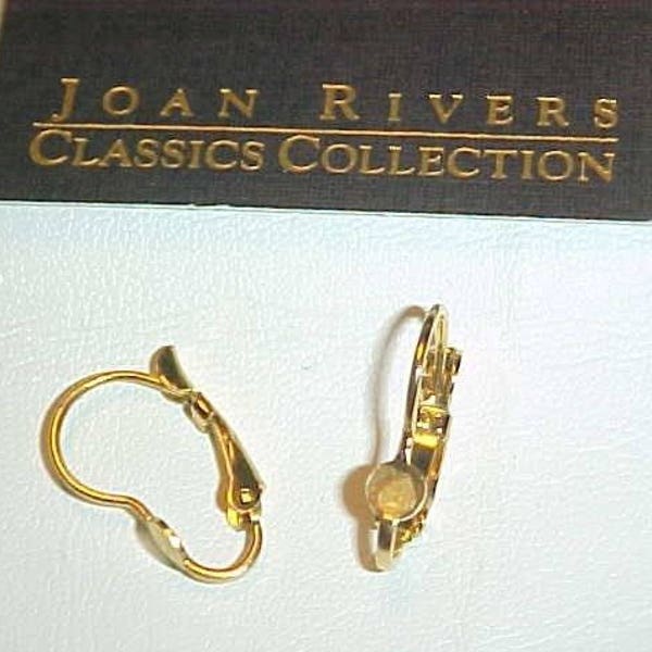 Vintage Joan Rivers Stamped Gold Unset Round Pad Lever Back Earrings J26