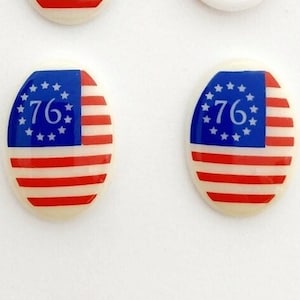6 Vintage Betsy Ross 13 Star 1776 American Flag 18x13mm Glass Limoge Cameos L550