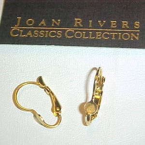 Vintage Joan Rivers Stamped Gold Unset Round Pad Lever Back Earrings J26