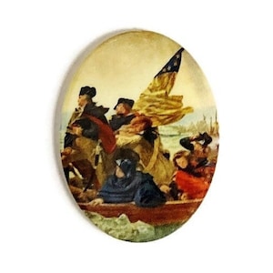 3 Vintage Washington Crossing Delaware River 40x30mm Acrylic Limoge Cameos L537