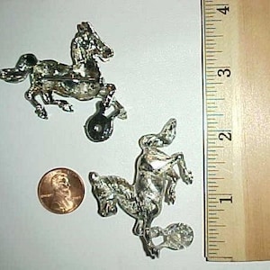 6 Vintage Silver Galloping Horse 56mm. Pin Settings L51