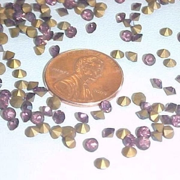 100 Vintage Czecho Amethyst Glass 3mm. Rhinestone Gem Jewels L629