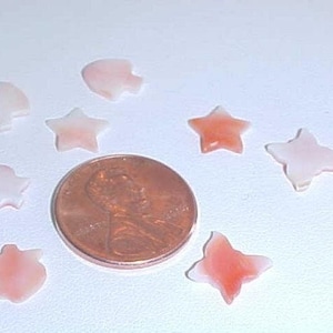 50 Vintage Genuine Shell Star, Apple, Mushroom & Butterfly Cabochon Plaques L614