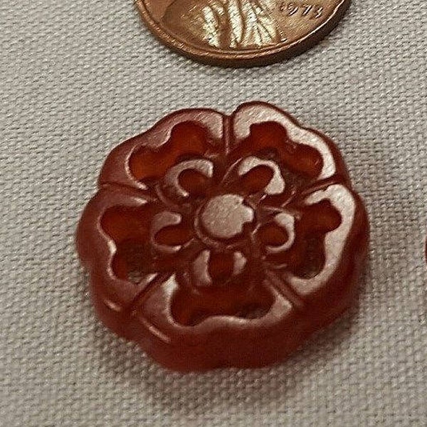 Vintage Genuine Dark Red Jadeite Chinese Jade 22mm. Flower Of Life Pendant D335