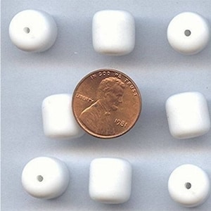 144pcs Vintage Japanese White 12mm. Cylinder Bead G111