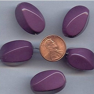 18 Vintage Japanese Purple 26mm Swirl Tube Beads G134