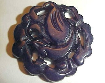 Vintage Genuine Blue Jadeite Chinese Jade 29mm. Bird Pendant D358
