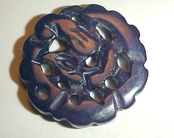 Vintage Genuine Blue Jadeite Chinese Jade 22mm. Bird Pendant D316