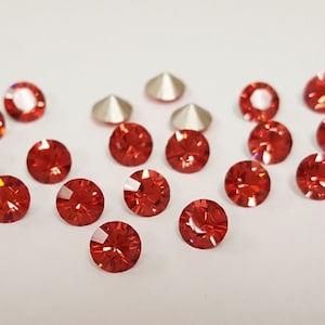 24 Swarovski Article 1028 Indian Pink SS24 Round 5mm. Xilion Chaton Rhinestones S124