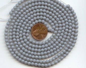 50 Vintage Japanese Grey Acrylic 3mm. Round Smooth Beads 86a
