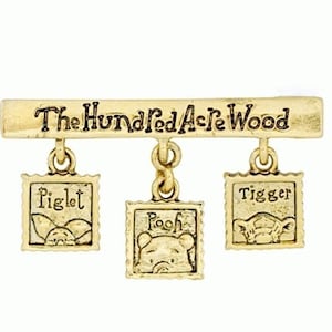 Vintage Disney The Hundred Acre Wood Winnie The Pooh Piglet Tigger Peekaboo Charm Stamped Brooch Pin V774