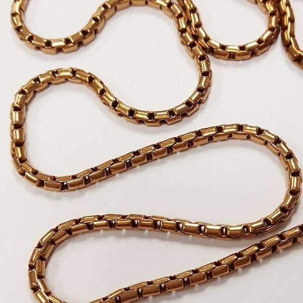 3 Feet Vintage Solid Brass Rounded Snake Fancy Tube Link 2.5mm. Wide Chain D399