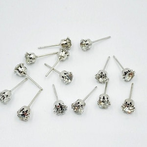 April Birthstone Crystal 4mm. Rhinestone Silver Stud Earrings - Pick Amount T836