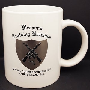 Vintage Military Weapons Training Battalion Recruit Depot Parris Island Mug F27D