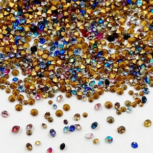 400 Vintage Preciosa Crystal 1mm. To 2mm. Tiny Rhinestones - Jewelry Repair J51