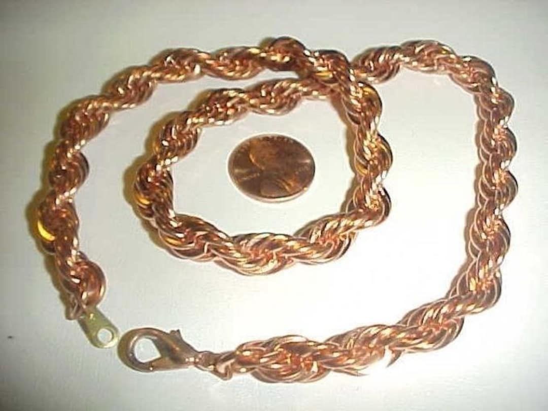 Vintage Polished Copper Coated Steel Thick 9mm. Rope Chain 18