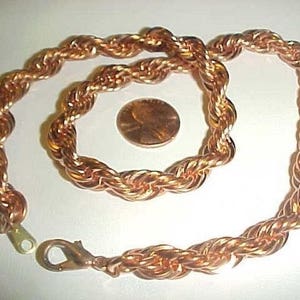 Vintage Polished Copper Coated Steel Thick 9mm. Rope Chain 18&quot; Necklace V821