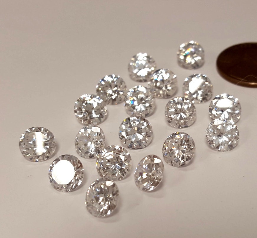 6 Vintage Genuine Cubic Zirconia Crystal 1.50 Carat Round 7mm. Etsy