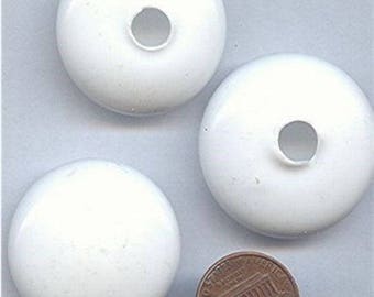 12 Vintage Japan White Blown Glass 30mm. Cabochons Z787