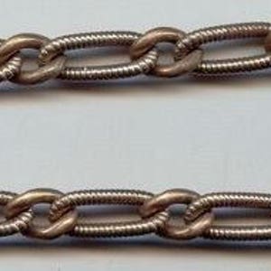 3 Feet Vintage Aged Knurled Steel Large Fancy Link Deco Curb Chain X10