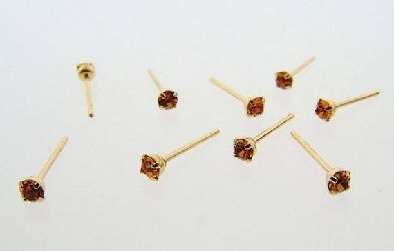 12 GOLD TOPAZ GLASS rhinestone vintage jewel 18pp… - image 1