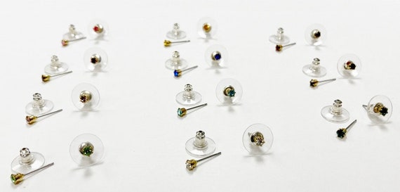 11 Pairs Rhinestone Stud Earrings - Assorted Colo… - image 3