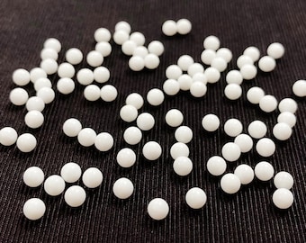 144pcs Vintage White Acrylic 3.25mm Round No Hole Bead Ballotini Balls 813a