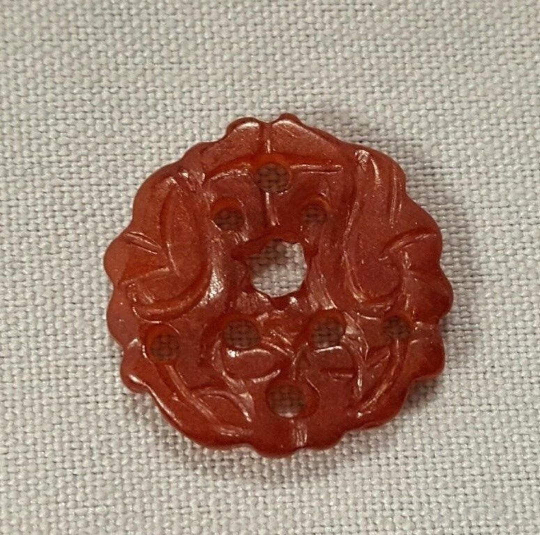 VINTAGE ECHTE DUNKELROTE JADEIT CHINESISCHE JADE 22 Mm. EARTH