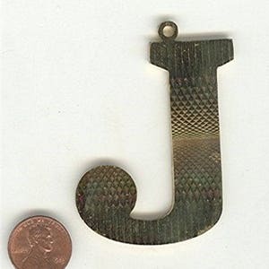 1 Vintage Brass Carta "J" Inicial Deco Cut 2.5" Colgante Z630