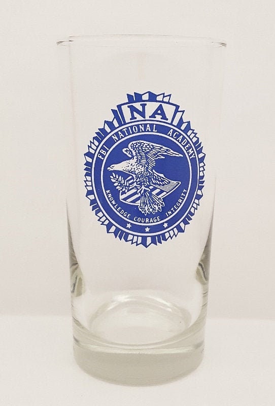 Vintage FBI National Academy (NA) Blue Seal Emblem Highball Cocktail Glass F35