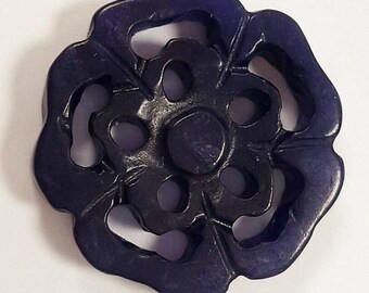 Vintage Genuine Blue Jadeite Chinese Jade 28mm. Flower Of Life Pendant D328