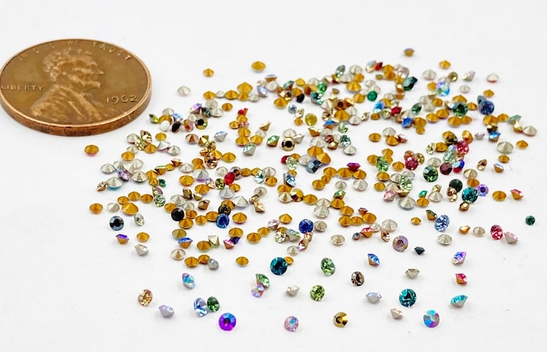 400 Vintage Swarovski Crystal 1mm. To 2mm. Tiny Rhinestones Jewelry Repair J48 image 7