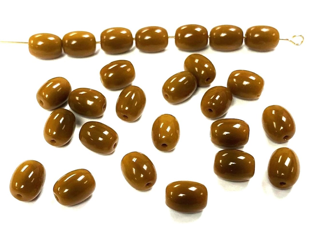 Lot De 100 Perles Anciennes En Verre Tchèque Vintage - 6 Mm - Couleur Beige/marron - Forme Ronde Et Plate