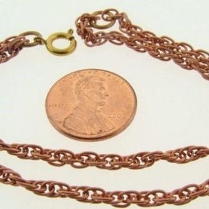 2 Vintage Copper Coated Steel 3mm. Rope Double Chain 7.25&quot; Bracelets N60