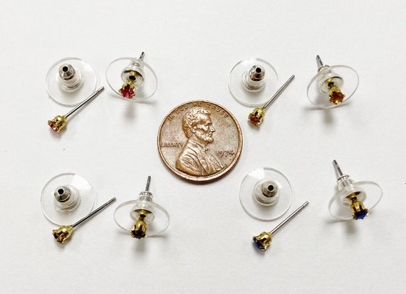 11 Pairs Rhinestone Stud Earrings - Assorted Colo… - image 6