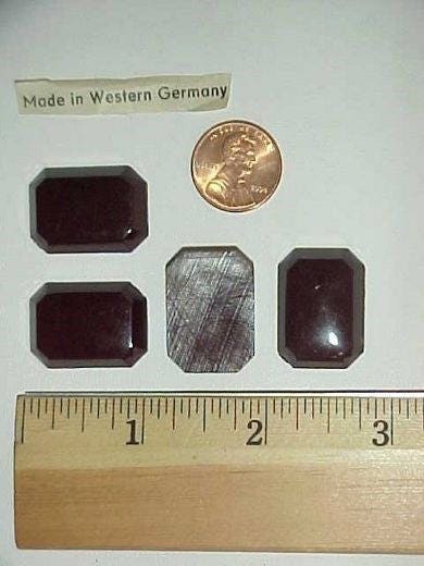 12 Vintage German Oxblood Acrylic 25x18mm Octagon Cabochon
