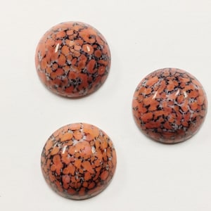 18 Vintage Czech Coral Grey Matrix Glass 18mm. Round Cabochons B980